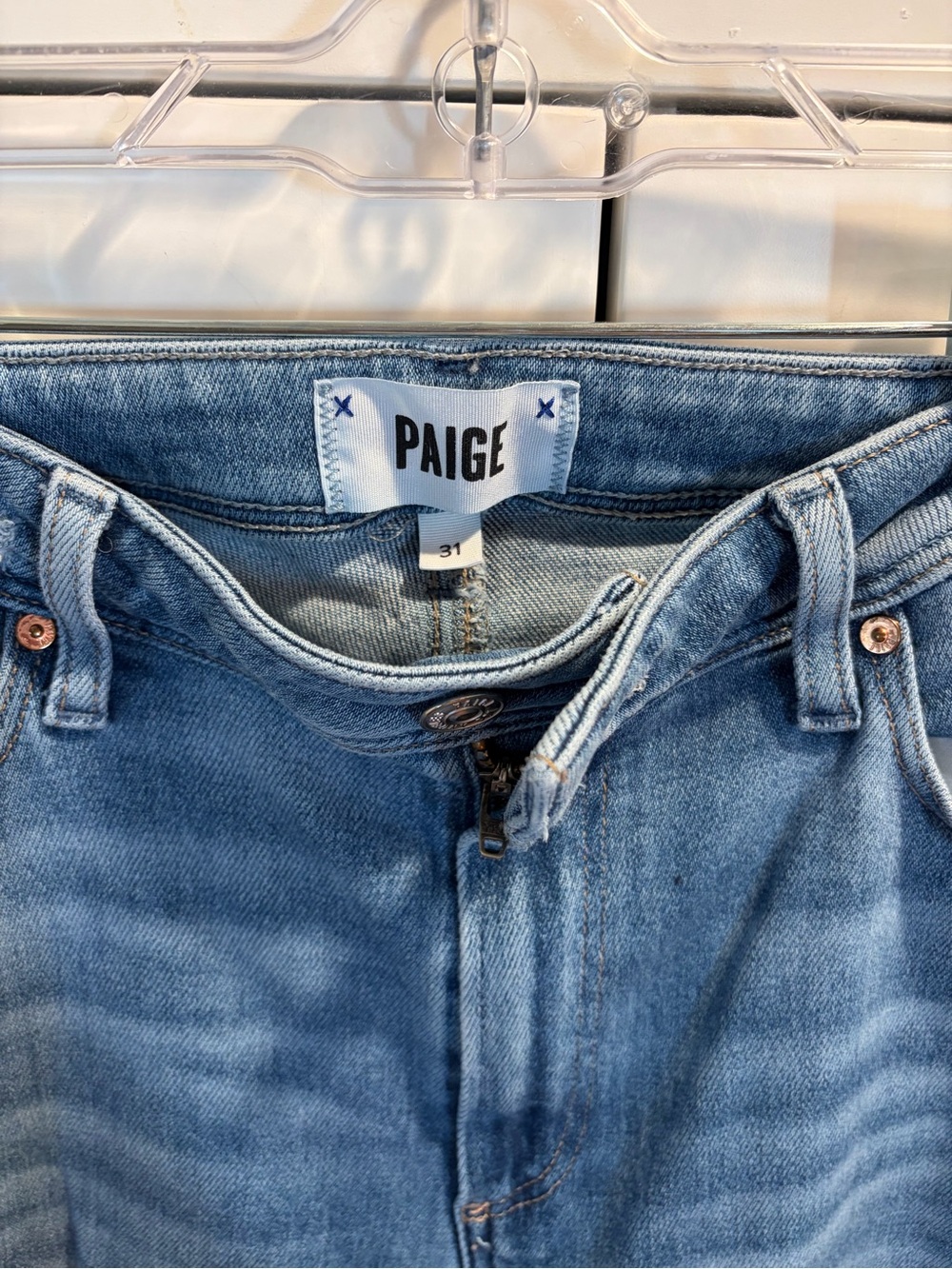 PAIGE Women’s Light Blue Slim Straight Jeans